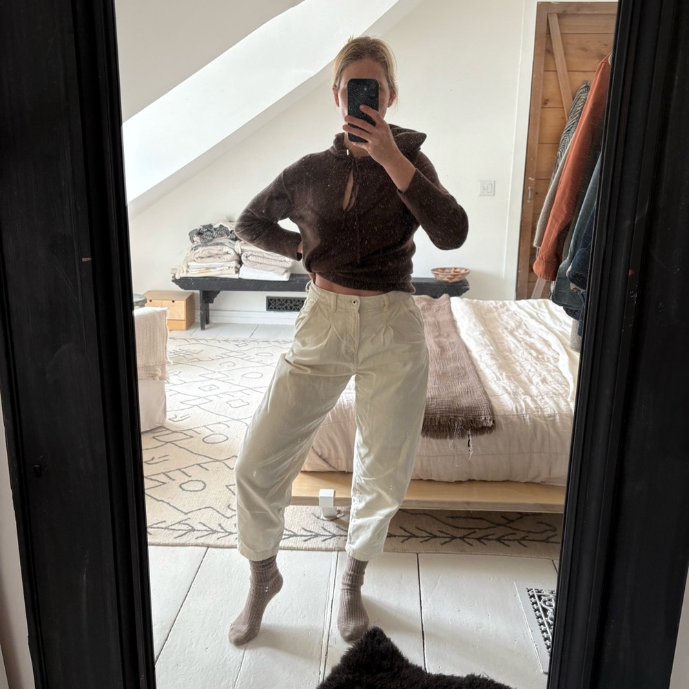 Zara crème denim barrel jeans